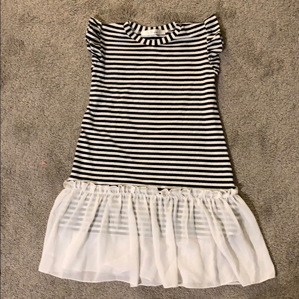 Black/white striped girls tunic & chiffon bottom